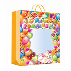 PWXL-113309-HB Пакет подарочный с окном pvc xl, 33,5*45*15 см ЧУДО ПРАЗДНИК