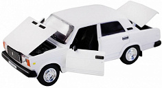 1200157JB ТМ "Автопанорама" Машинка металл., ВАЗ 2107, масштаб 1:24, белый, инерция, откр. двери, ка