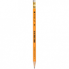 Карандаш чернографитный ATTOMEX HB, круглый, корпус желтый, с ластиком, заточенный (5032101) (12/24/