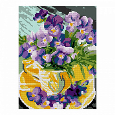 LORI Ам-016 Алмазная мозаика 30*40 см (частичное заполнение) "Фиалки"