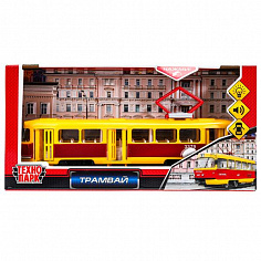 CT12-428-2 (24) Модель пластик свет-звук ТРАМВАЙ, 24 см, двери, кор. Технопарк