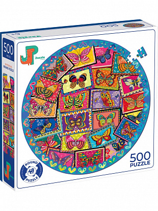 Фото товара P1006 Пазл круглый "Бабочки", 500 детал.,6+ Диаметр собранного пазла 48 см (арт.P1006) игр.-головоло