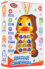 Б7610 Детский смартфон Утенок. Свет,звук, проектор, PlaySmart. 22х15 см. (96) 7610