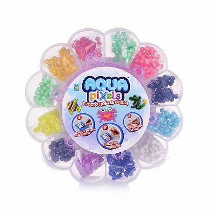 Фото товара Т12358 1toy Набор для творчества Aqua pixels, коробка-цветок 16*16*3 см (10013190/030518/0010979)