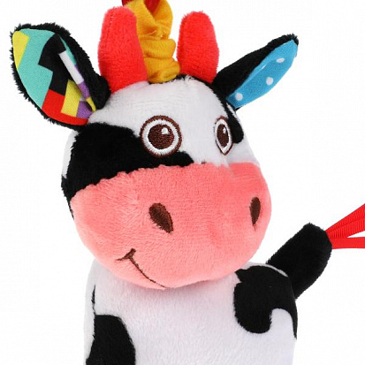 Фото RV-C3 Текстильная игрушка погремушка корова подвеска с вибрацией на блистере Умка