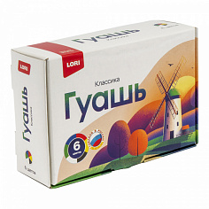 LORI Гк-001 Гуашь "Классика", 6 цветов по 20 мл