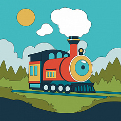 LORI Рхд-007 Картина по номерам детская (холст на подрамнике 20*20) "Паровоз"