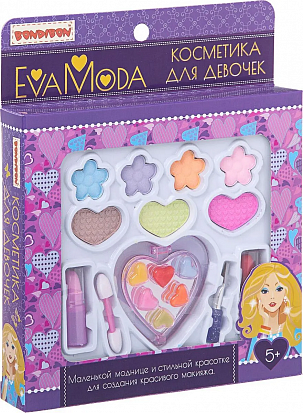 Фото товара ВВ1748 Набор детской декорат. косметики Bondibon Eva Moda, ВОХ 22 х18х 3 см, тени для век (7 оттенко