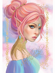 СКЕТЧБУК А5. ДЕВУШКА ЭЛЬФ (выб.лак, нежно-розовая резинка)