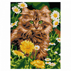 LORI Ам-045 Алмазная мозаика 30*40 см (полное заполнение) "Котик в одуванчиках"