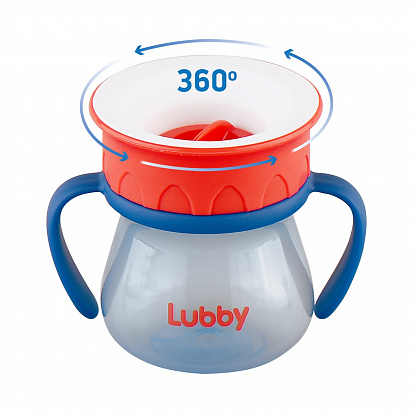 Фото товара LUBBY15036 Стакан-Поильник с ручками 360 ", от 12 мес., 250 мл, полипропилен, силикон