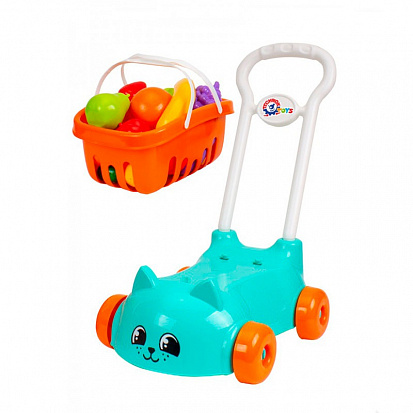 Фото товара МТ Т7570 Тележка для супермаркета с набором овощей и фруктов в корзинке