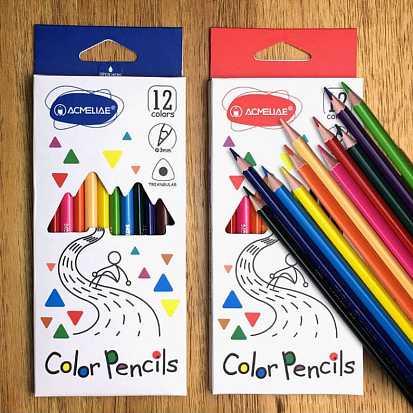 Фото Набор цветных карандашей ACMELIAE трехгранные, 12цв. в картонном футляре (9402-12) (1/12/144)