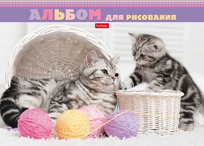 Фото товара 062531 Альбом для рисования ХАТБЕР А4 24л."КОТЯТА И КЛУБОЧКИ ",отрыв.скл.,глянц.ламин.(24А4лВк_20994