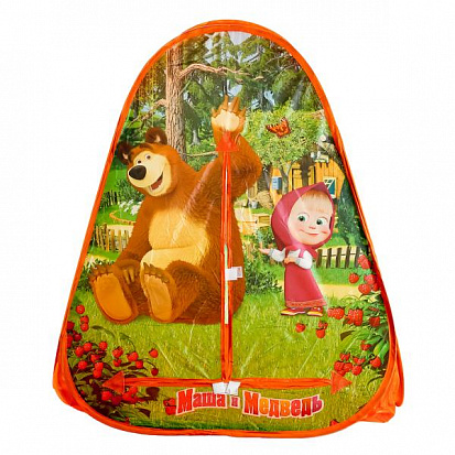 Фото GFA-MB01-R Детская игровая палатка "играем вместе" "маша и медведь" 81*91*81см в сумке