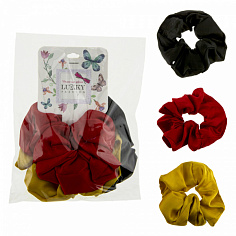 Lukky Т19598 Fashion резинки текстильные, атлас, 3 шт (черный, желтый, красный) 