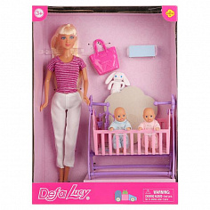 8359DF Набор из 3-х кукол (мама + 2 младенца) в кроватке, с аксесс., в ассорт. в кор.