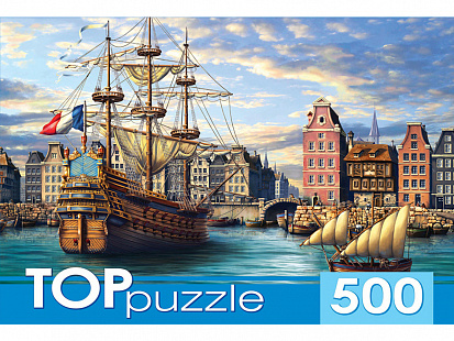Фото товара ХТП500-4236 TOPpuzzle. ПАЗЛЫ 500 элементов. ХТП500-4236 КОРАБЛИ В СТАРОМ ПОРТУ