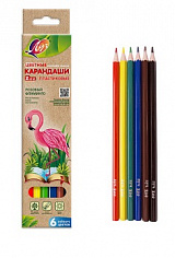 Карандаши цветные ЛУЧ "ZOO", 6цв., шестигранные, пластиковые (29С 1739-08)