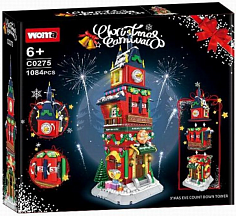 C0275-DS Конструктор WOMA C0275-DS "Новогодняя башня с рождественскими часами обратного отсчета" 108
