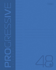 Тетрадь А5 48 л. линия ХАТБЕР "PROGRESSIVE", пластик. 5 диз, синяя, скоба (080173) (1/100)