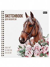 MyArt. СКЕТЧБУК для АКВАРЕЛИ на гребне. ЛОШАДЬ В ЦВЕТАХ
