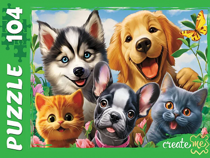 Фото товара Ф104-6476 ПАЗЛЫ 104 элемента. СЕЛФИ ЧЕТВЕРОНОГИХ ДРУЗЕЙ (Арт. Ф104-6476)