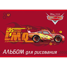 056926 Альбом для рисования ХАТБЕР А4 12 листов "Тачки", скоба (12А4В Тачки) 056926