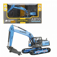 0401488JB ТМ "Автопанорама" Машинка металл., Гидромолот, масштаб 1:50, цвет голубой, подвижные элем