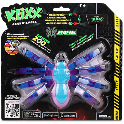 Фото KX100B Антистресс-игрушка Klixx Creaturez Паук синий