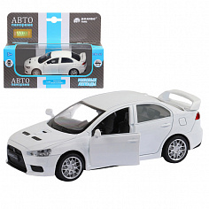 1251259JB ТМ "Автопанорама" Машинка металл., 1:40, Mitsubishi Lancer Evolution, белый, откр. двери,
