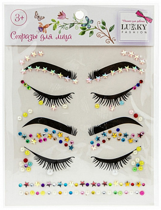 Фото товара 1toy Т20936 Lukky Fashion стразы для глаз Россыпь самоцветов,17,5х13 см см,карта, пакет 