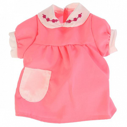 Фото B1045647-RU Одежда для кукол "карапуз" 40-42см, розовое платье с кармашком, на плечиках в пак.