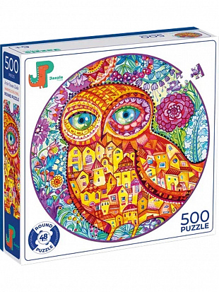 Фото товара P1004 Пазл круглый "Дивная сова", 500 дет.,6+ Диаметр собранного пазла 48 см (арт.P1004) игр.-голово