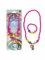 Т19138 1TOY наб.украш."Unicorn Bijou" 2предм.роз.бусы голова единорога,браслет на карте 24*8см (1013