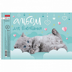 Х-32А4Всп (085220) Альбом 32л А4 "Пушистые мордочки" на спирали, перфорация