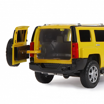 Фото 1251127JB ТМ "Автопанорама" машинка металлическая, Hummer H3, масштаб 1:24, желтый, открываются пере