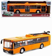 9690-B БТ инерц. "Автопарк" 1:43 троллейбус оранжевый со звуком и светом 29см