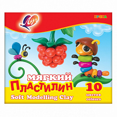 Луч 12С 875-08 Пластилин ЛУЧ "Кроха", мягкий, 10цв., 165г, со стеком, к/к (20) (12С 875-08)