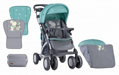 Коляска трость Lorelli Fiesta с накидкой на ножки (Серо-зеленый/ Grey&Green Bunnies 1837