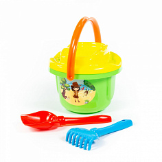 ПОЛЕ8921 Набор №193: ведро большое, ситечко большое, лопатка №5, грабельки №5