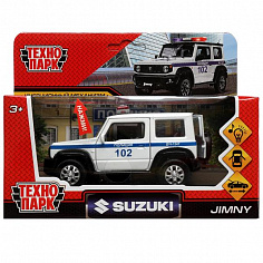 JIMNY-12SLPOL-WH Машина металл свет-звук SUZUKI JIMNY ПОЛИЦИЯ 11,5 см, двер, баг, инер, кор. Технопа