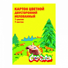 КМ4602723011842 Набор цветного картона А4 КАЛЯКА-МАЛЯКА, 2х стор., 7 цв., 7 л., мел., 195х265 мм, ме
