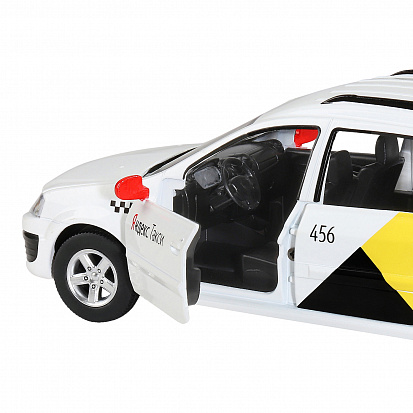 Фото 1251343JB Яндекс.Такси машинка металл., LADA LARGUS, масштаб 1:24, цвет белый, открываются 4 двери, 