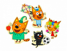 ПЗЛ22 Набор дер. пазлов Три кота, 4 шт