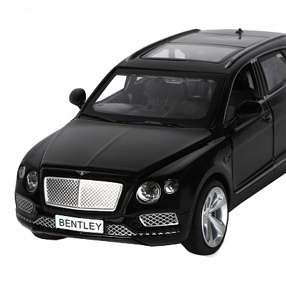Фото 1251300JB Машинка металл., 1:34 Bentley Bentayga, черный, инерция, свет, звук, откр. двери, в/к 17,5