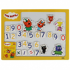 1040-CATS Игрушка деревянная Три Кота магнитная доска "цифры", терм. пакет Буратино