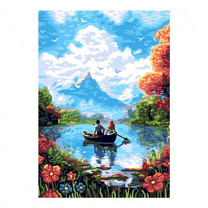 Фото LORI Кпн-319 Картина по номерам на картоне 20*28,5 см "Озеро в горах"