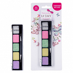 Lukky Т15393 гель-тени для век с блёстками пастельные цвета: сиреневый, лимонный, мятный, розовый, ж
