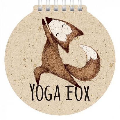 Фото товара 056459 Блокнот ХАТБЕР А6 "YOGA FOX",60л, с фигурной высеч на греб (60Б6А1гр_19148) (056459)